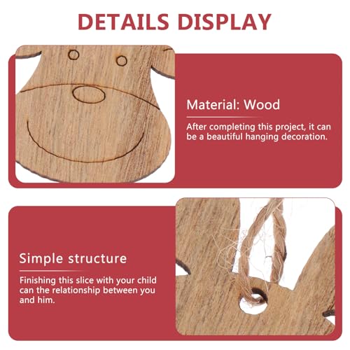 SEWACC 40Pcs Wooden Deer Head Christmas Ornaments Hanging Wooden Blank Reindeer Pendant DIY Unfinished Christmas Tree Hanging Slices with Ropes for SEWACC