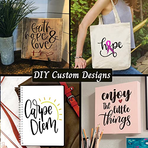 16 Piece Inspirational Word Stencil Set - Stencils for Painting on Wood - Quotes Include Dream, Faith Hope Love - Reusable Stencils for Painting on DLY LIFESTYLE