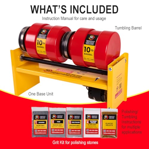 MJR Tumblers Multi-Barrel Rock Tumbler with Grit Media Kit - Durable Leak-Proof Rock Polisher for Kids and Adults Rock Tumbling Tool Geology Hobby MJR Tumblers
