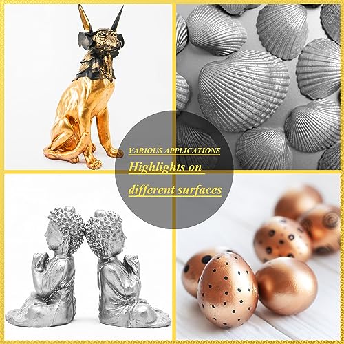 Wadities Acrylic Paint Metallic, 3pcs 125g Gold & Silver & Bronze, Gold Leaf Paint for Art Painting, Ideal for Canvas, Wood, Clay, Fabric, Ceramic, Wadities