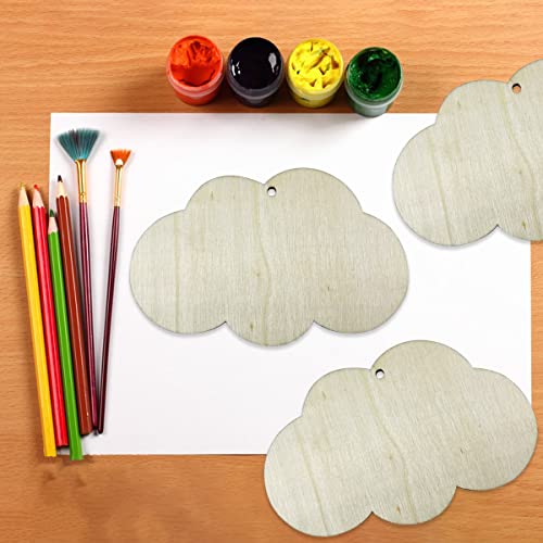 20pcs Unfinished Cloud Wood Cut Out Cloud Wood DIY Crafts Cutouts Blank Wooden Cloud Shaped Hanging Ornaments JEKEJIAJIU