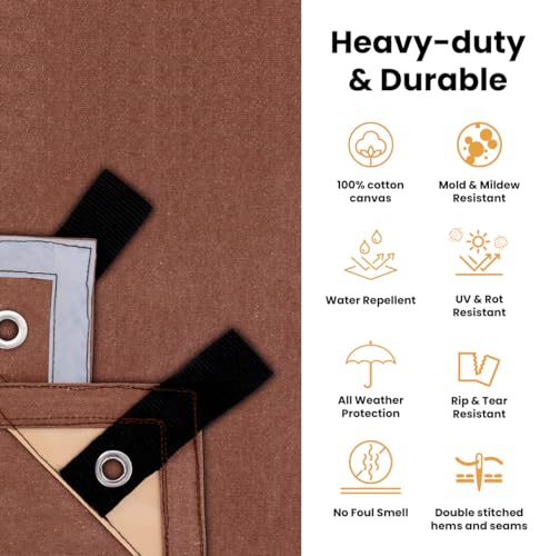 WHITEDUCK 12'x20' Canvas Tarp 18 oz/37 Mil Heavy Duty Waterproof UV Resistant, Rustproof Grommets, Industrial & Commercial Use Cloth Tarp (Finished WHITEDUCK