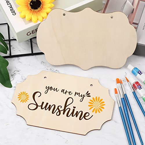 15PCS Unfinished Hanging Wood Sign, Rectangle Blank Wooden Hanging Wooden Slices for DIY, Wood Plaque Wooden Slices Banners with Ropes for Painting BAPHILE