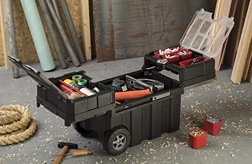 Keter - 241008 Masterloader Resin Rolling Tool Box with Locking System and Removable Bins – Perfect Organization and Storage Chest for Power Drill, Keter