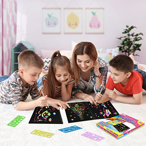 ZMLM Rainbow Scratch Notebooks for Kids: 2 Packs Art-Craft Scratch Off Notebooks Kits Magic DIY Paper Supplies Toy for 3 4 5 6 7 8 9 Years Old Girls ZMLM
