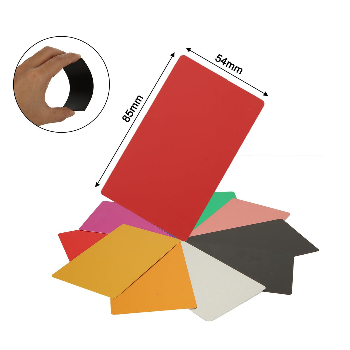 FVIEXE 300PCS Metal Business Card Blanks for Laser Engraving, 0.21mm Thick Multicolor Sublimation Aluminum Business Cards Name Cards Metallic DIY FVIEXE