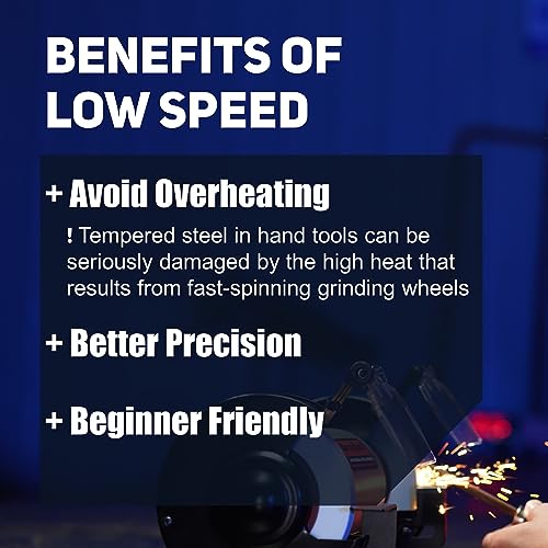 BUCKTOOL 6-Inch 1/3HP Low-Speed Bench Grinder, High Precision Wobble-free Wheel Grinder, TLG-150S Bucktool