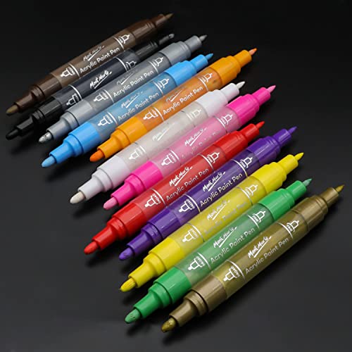 MONT MARTE Dual Tip Acrylic Paint Pens Signature 12pc, Vibrant And Opaque Acrylic Based Ink, DIY, Design, Decorate and Draw On Canvas, Glass, Ceramic MONT MARTE