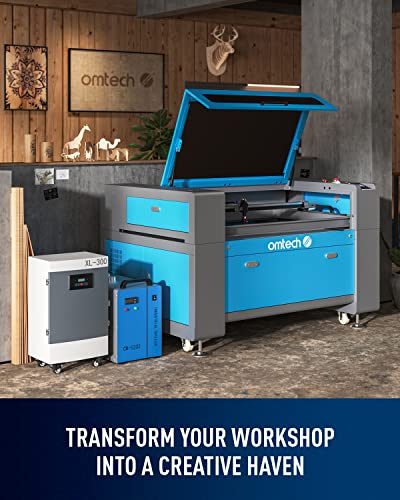 OMTech 80W CO2 Laser Engraver with LightBurn Water Chiller, 24"x35" Laser Engraving Cutting Machine with Autofocus Ruida Controls 4 Way Pass Air OMTech
