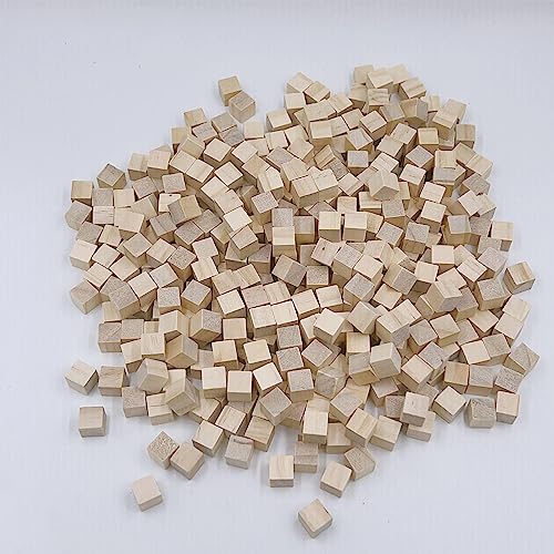 Wood Cubes for Crafts, 1 cm Wooden Blocks, 300 Pcs Natural Wooden Blocks, Unfinished Wood Crafts Wood Square Blocks for Arts and DIY Projects Puzzle SPKESE
