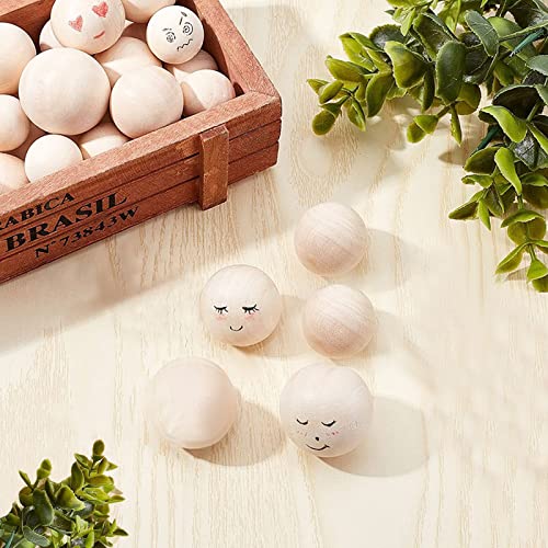 hesmartly 100Pcs 1 Inch Unfinished Wood Beads Round Wooden Spacer Beads Natural Wood Loose Beads hesmartly