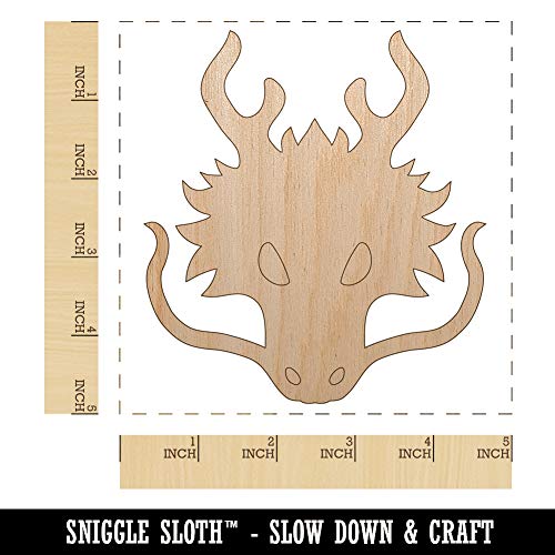 Asian Dragon Head Unfinished Wood Shape Piece Cutout for DIY Craft Projects - 1/4 Inch Thick - 4.70 Inch Size Sniggle Sloth