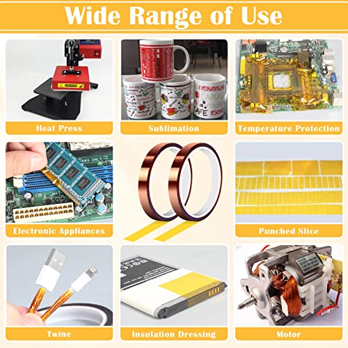 2 Packs Heat Resistant Tape for Heat Press Sublimation, High Temperature Heat Transfer Tape No Residue Thermal Transfer Tape for Dye Sublimation, Billbotk