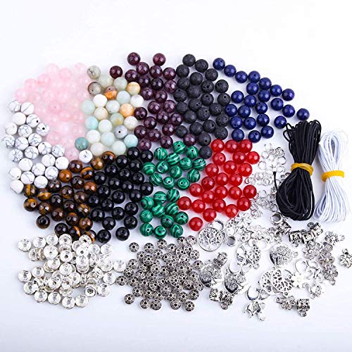Fishdown 418 pcs 8mm Crystal Beads for Jewelry Making, Natural Stone Healing Beads for Bracelets, Gemstone Beading & Jewelry Necklace Making DIY Kit Fishdown