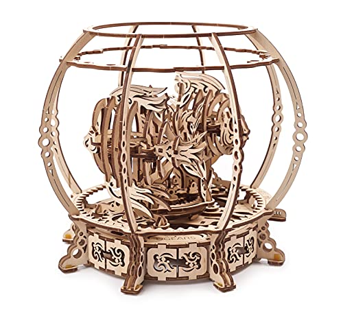 UGEARS 3D Puzzle Mechanical Aquarium - Creative 3D Wooden Puzzles Idea - Aquarium Wood Model Kit - Unique Wooden Puzzle - 3D Puzzles for Adults and UGEARS
