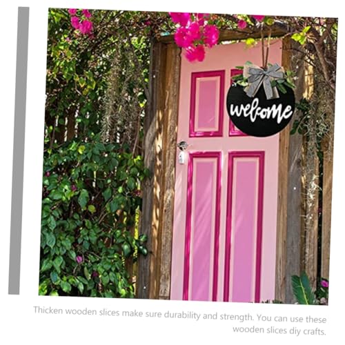 Kisangel 5pcs Wooden Blank Hanging Tag Wooden Craft Shapes Wood Panels Unfinished Door Sign Cutouts Wood Slices Wood Sign Blank Disc Xmas Wall Plaque Kisangel