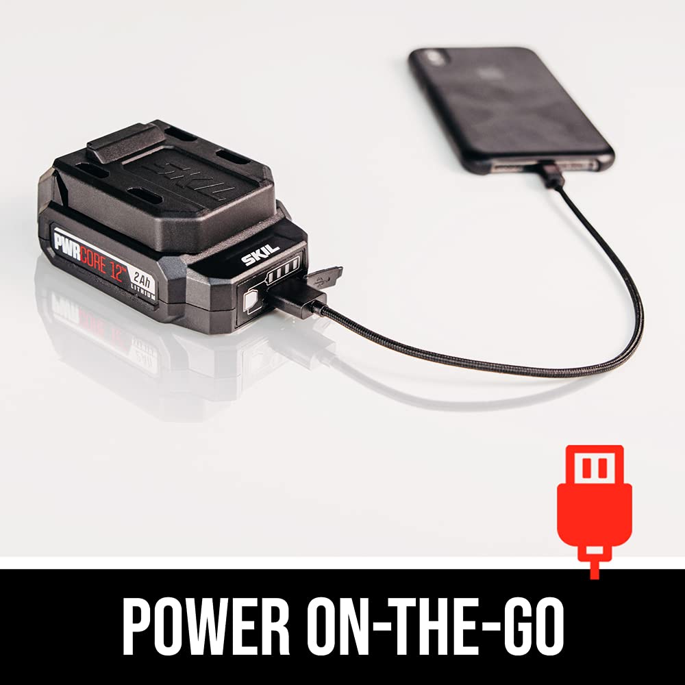 SKIL PWR CORE 12 Brushless 12V Compact Jigsaw Kit Includes 2.0Ah Battery and PWR JUMP Charger - JS5833A-10 Skil