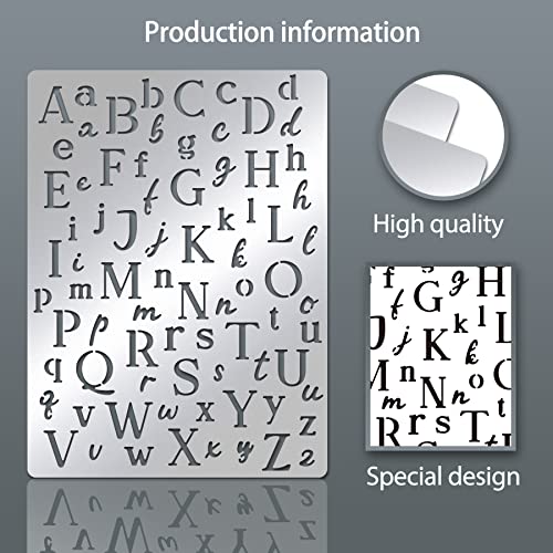 BENECREAT Letters Stencils, Irregular A to Z Alphabet Metal Stencil Uppercase Lower Letters Template for Painting, Wood Burning, Engraving, BENECREAT