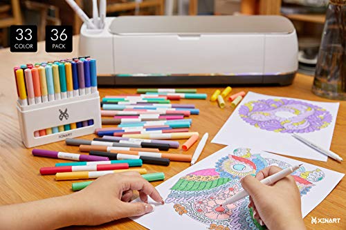 XINART Pens For Cricut Maker 3,Maker,Explore 3,Air 2, Dual Tips 36pcs Markers Pens Set Waterbased Ink Ultimate Fine Point Pen (0.4 Tip & 1.0 Tip) XINART