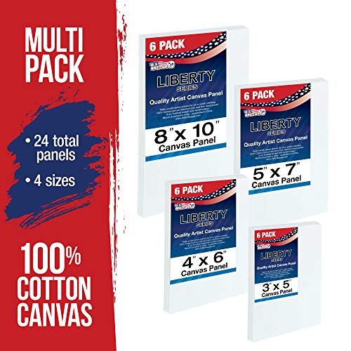 U.S. Art Supply Multi-Pack 6-Ea of 3x5, 4x6, 5x7 & 8x10 inch Professional Quality Small Artist Canvas Panel Board Assortment Pack (24 Total Panel U.S. Art Supply