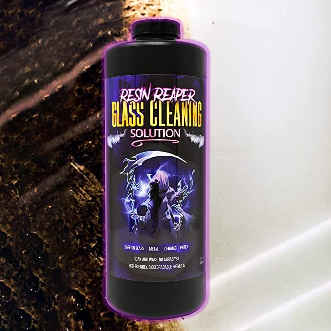 Resin Reaper Glass Cleaner 32 OZ | Pipe Cleaner | Safe on Glass, Metal, Ceramic, and Pyrex | 420 710 Friendly Cleaning | Soak and Wash - No Abrasives Lifestyle Basics