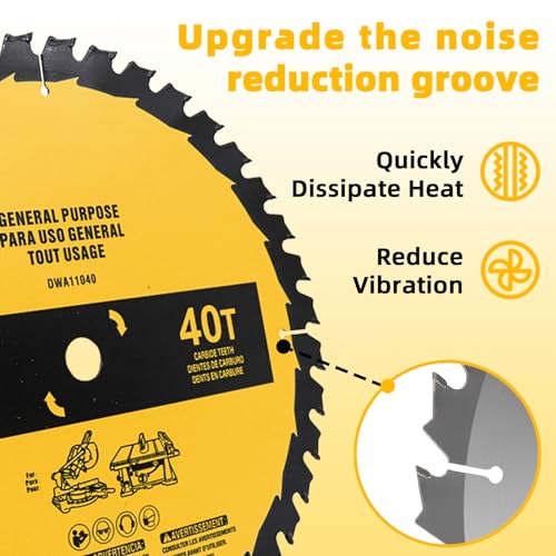 Upgraded 10in 40T/60T (2-Pack) Compatible with DEWALT Table/Miter Saw Blade DWA-110CMB General Purpose Combo Pack Saw Blade Replace for OEM home
