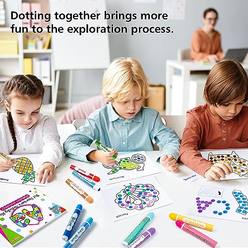 Shuttle Art Dot Markers, 36 Colors Washable with 135 Activity Sheets, 5 Activity Books, Fun Art Supplies for Kids Toddlers and Preschoolers, Non Shuttle Art