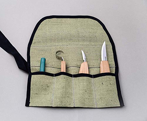 BeaverCraft TR4 Rolling Small Tool up Organizer Bag 4 Pockets Wrench roll up Pouch Gear roll up Tool Pouch for Knives and chisels Storage with 4 BeaverCraft