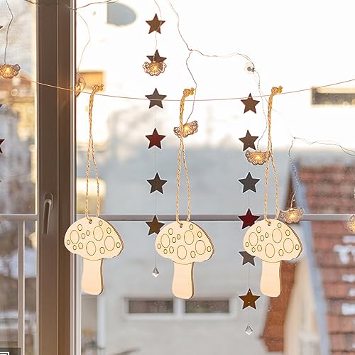 VILLCASE Wooden Mushroom for Crafts, 10PCS Unfinished Wood Mushrooms Set Natural Craft Mushrooms Mini Mushroom Figures for Arts & Crafts, DIY VILLCASE