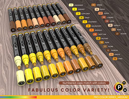 TOOLI-ART 22 Acrylic Paint Markers Paint Pens Pro Color Series Set 3mm Medium Tip for Rock Painting, Glass, Mugs, Wood, Metal, Glass Paint, Canvas, TOOLI-ART