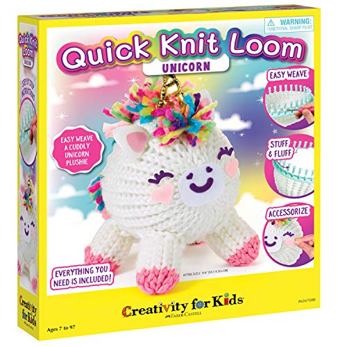 Creativity for Kids Quick Knit Loom Unicorn Plushie - Knitting Craft Kit for Kids - Create a DIY Unicorn Plush Toy Creativity for Kids