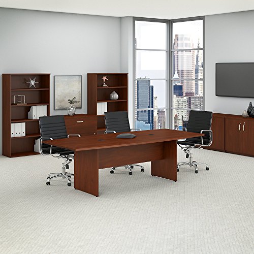Bush Business Furniture Conference Table for 6-8 People with Wood Base | Boat Shaped 8 Foot Desk for Office Boardrooms and Training Rooms, 96W x 42D, Bush Business Furniture