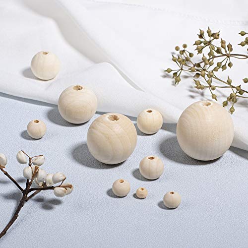 PH PandaHall 740pcs 16mm Natural Wood Beads Round Wood Beads with 3mm Hole Large Wooden Beads Wooden Loose Beads Wooden Spacer Beads for Crafts DIY PH PandaHall
