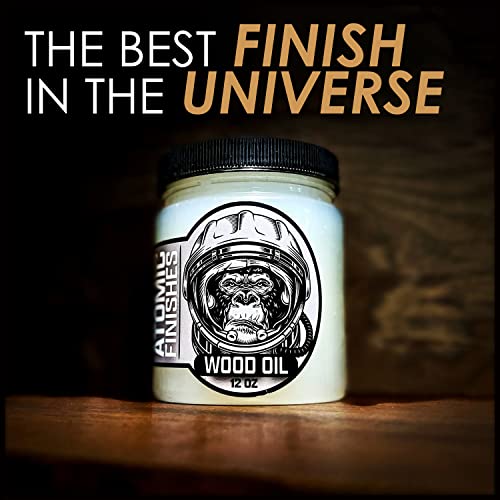 Atomic FINISHES Wood Finish Cutting Board Oil | Non-Toxic Mineral Oil Food Grade | 12oz of Premium Wood Oil | Best for Wood Furniture, Cutting Bidwell Wood and Iron