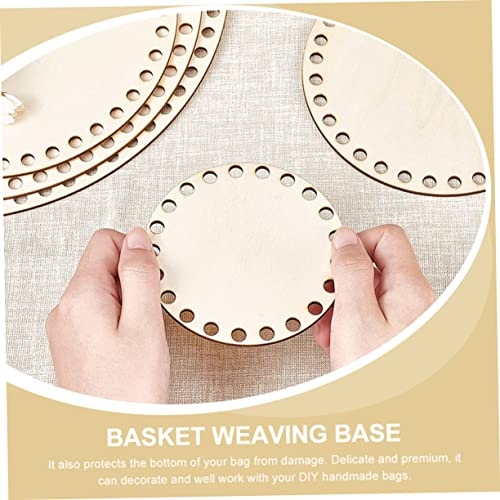 STOBOK 10 Pcs Woven Bag Base Wood Base for Crochet Handbag Weaving Board Basket Weaving Supplies Wood Bag Bottom Unfinished Wooden Round Weaving STOBOK
