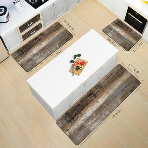 MAYHMYO Anti Fatigue Kitchen Mat - Set of 2 - Taupe Abstract Art Comfort Mats - Cushioned, Non Slip Floor Mat MAYHMYO