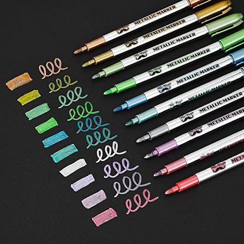 Mr. Pen- Metallic Paint Markers,10 Colors, Metallic Markers for Black Paper, Rock Painting, Card Making, Ceramics, Metal, Glass, DIY Photo Album, Mr. Pen