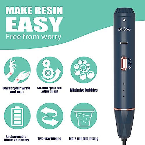 Upgraded Resin Mixer, Handheld Rechargeable Mixer with Minimizing Bubbles,Epoxy Resin Mixer for Resin, Silicone Mixing, Resin Molds, Resin Supplies, BGick