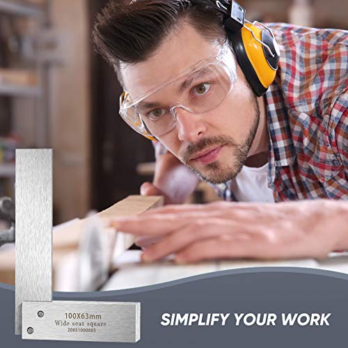 Engineer Square Machinist Square Set Mechanical Steel High Precision Square Woodworking Wide Base Square Tool Wide Sitting Angle Square L-type Weewooday