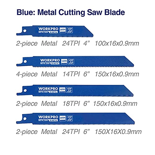 WORKPRO 32-Piece Reciprocating Saw Blade Set - Metal/Woodcutting Saw Blades, Pruner Saw Blades with Organizer Pouch WORKPRO