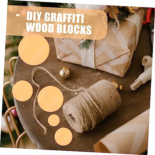 COHEALI 100Pcs Wooden Cutout Wood Circles with Holes Graffiti Chips Blank Decorate Wooden Wood Carving Hollow Out Wafer Crafts Wood Round Wood COHEALI