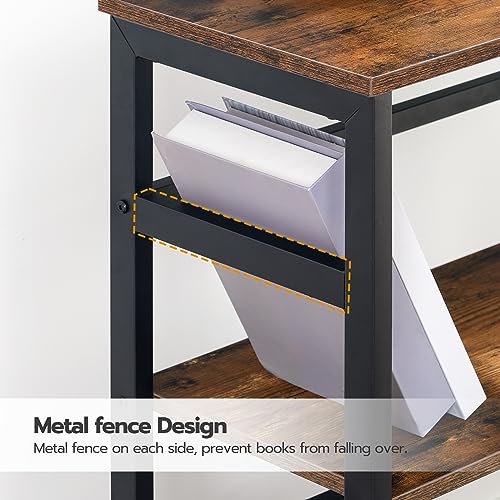 HOOBRO Rustic Industrial 3-Tier Bookshelf and Storage Rack with Metal Frame HOOBRO