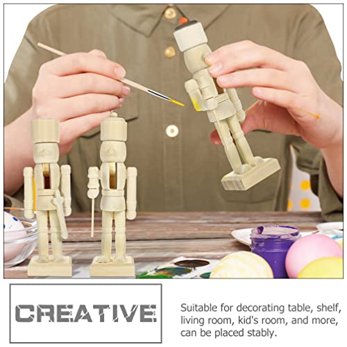 PRETYZOOM Home Decor 12Pcs Christmas Wooden Unfinished Nutcracker Figurines DIY Unpainted Blank Nutcracker Soldier Figures Nutcracker Ornaments PRETYZOOM