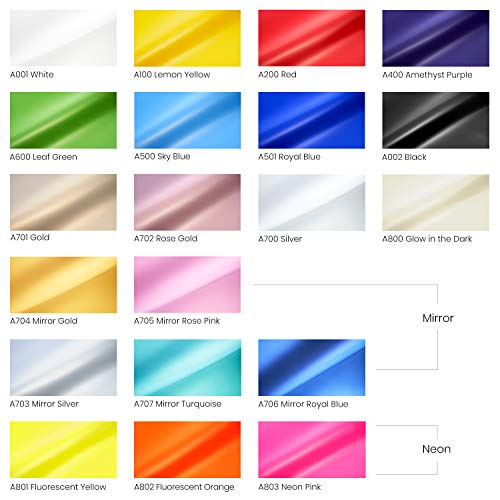 Arteza Neon & Metallic Heat Transfer Vinyl Sheets, Set of 20, Iron On Vinyl Bundle, 12x20 Inches, Flexible & Easy to Weed, Use with Any Craft Cutting ARTEZA