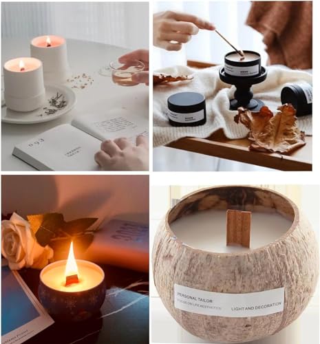 250 Pcs Wooden Candle Wicks Wicks Stickers 5.1 X 0.5 Inch 100 Natural Candle Wood Wicks 49-51 pcs Stand Candle Cores for DIY Candle Making Craft Phinicco