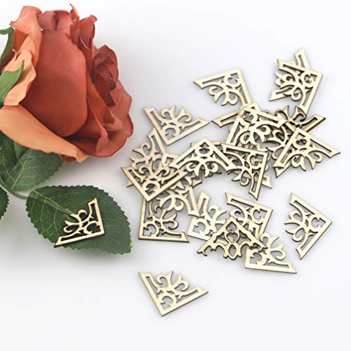 Exceart 100pcs Unfinished Wood Slices Wooden Book Corner Protectors DIY Craft Wood Embellishments for Scrapbooking Album Menu Home Wedding Decoration EXCEART