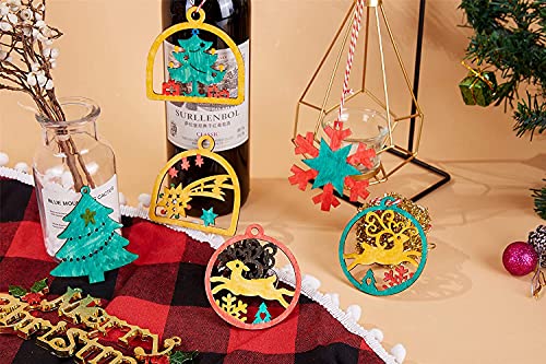 Artmag 50pcs Unfinished Wooden Hanging Ornaments for Christmas Decorations,5 Styles DIY Wood Slices with Holes for Kids Crafts Centerpieces Holiday Artmag