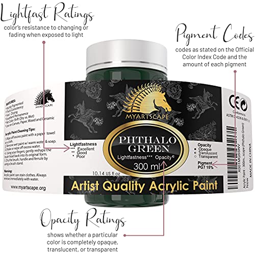 MyArtscape Titanium White Acrylic Paint - 300ml Bottle (10oz) - Artist Quality - Lightfast - Heavy Body - Vibrant Color - Great Tinting Strength - MyArtscape