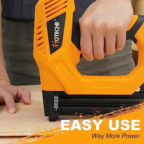 Hoteche 18GA 2-in-1 Electric Brad Nailer/Stapler 19/32-Inch to 1-1/4 Inch Staple Gun Power Adjustable Nail Gun with 2000Pcs Brad Nails& Staples for Hoteche