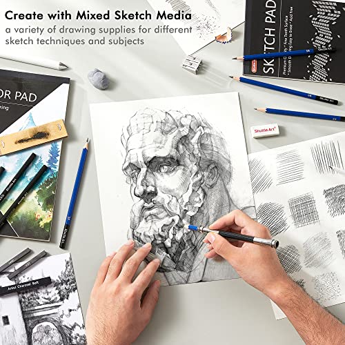 Shuttle Art Drawing Kit and Sketch Pad Bundle, Set of 116 Pack Complete Drawing Kit +160 Sheets Sketch Pad Shuttle Art